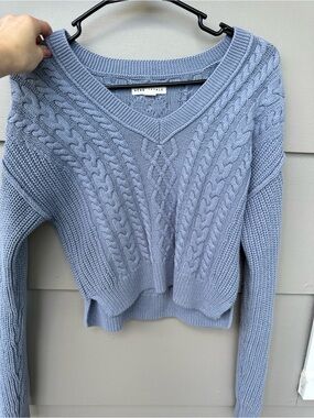 Aeropostale Pale Blue Cable Knit V-Neck Sweater